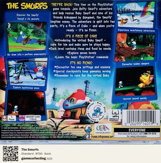 The Smurfs PlayStation, NTSC box back