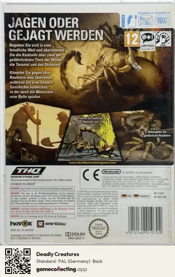 Deadly Creatures Nintendo Wii, Germany box back