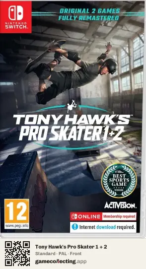 Tony Hawk's Pro Skater 1 + 2 Nintendo Switch, PAL box front