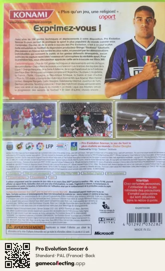 Pro Evolution Soccer 6 Xbox 360, France box back