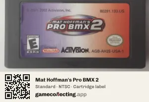 Mat Hoffman's Pro BMX 2 Game Boy Advance, NTSC cartridge label