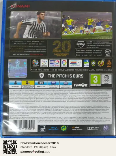 Pro Evolution Soccer 2016 PlayStation 4, Spain box back