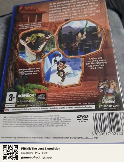 Pitfall: The Lost Expedition PlayStation 2, PAL box back