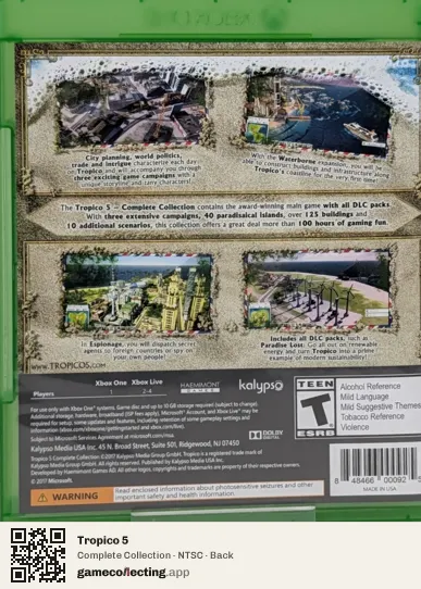 Tropico 5 Xbox One, NTSC box back