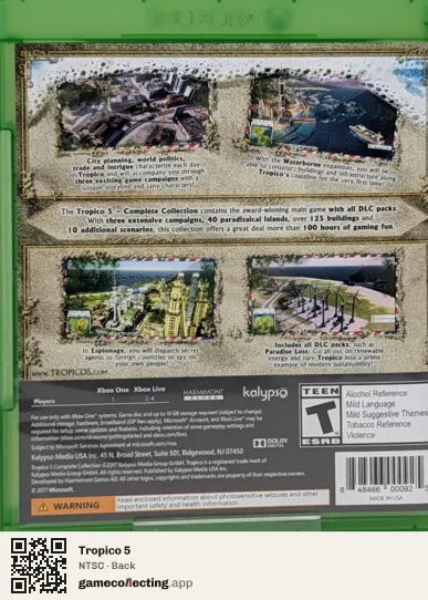 Tropico 5 Xbox One, NTSC box back