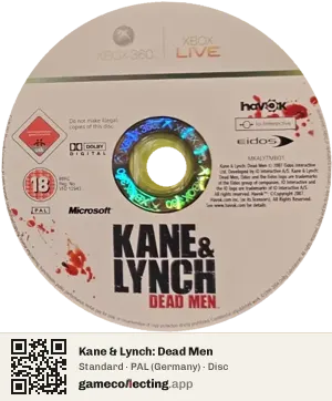 Kane & Lynch: Dead Men Xbox 360, PAL disc