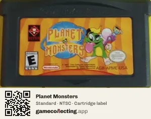 Planet Monsters Game Boy Advance, NTSC cartridge label