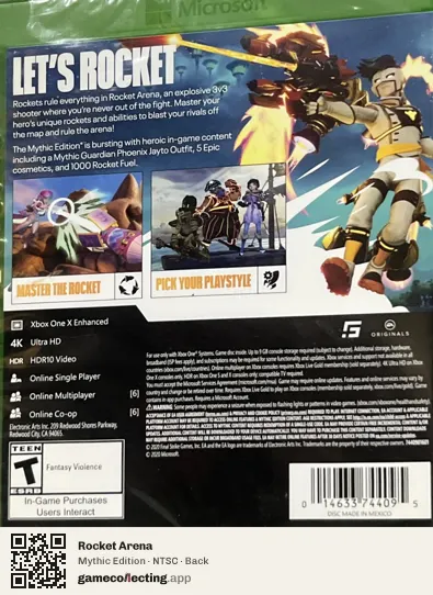 Rocket Arena Xbox One, NTSC box back