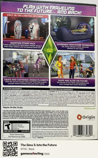 The Sims 3: Into the Future Computer, NTSC box back