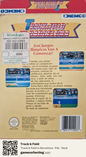 Track & Field Nintendo Entertainment System, PAL box back