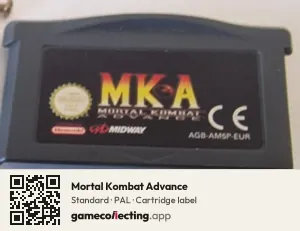 Mortal Kombat Advance Game Boy Advance, PAL cartridge label