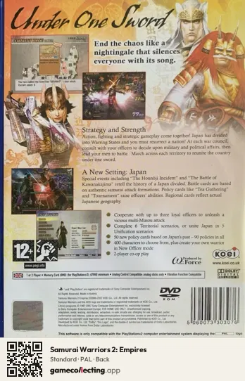 Samurai Warriors 2: Empires PlayStation 2, PAL box back