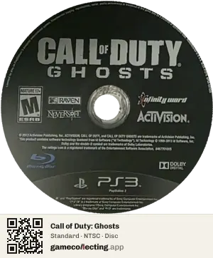 Call of Duty: Ghosts PlayStation 3, NTSC disc