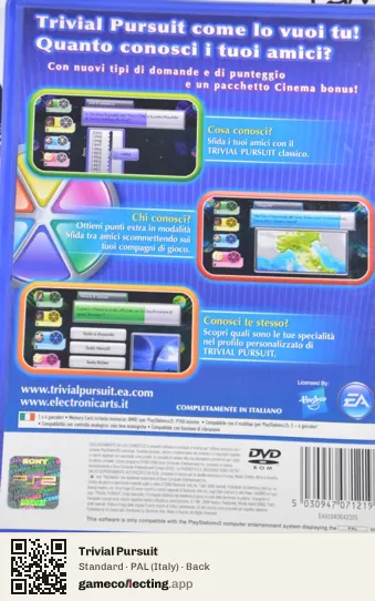 Trivial Pursuit PlayStation 2, Italy box back