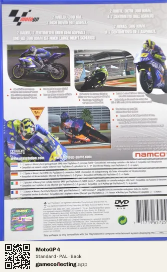MotoGP 4 PlayStation 2, PAL box back