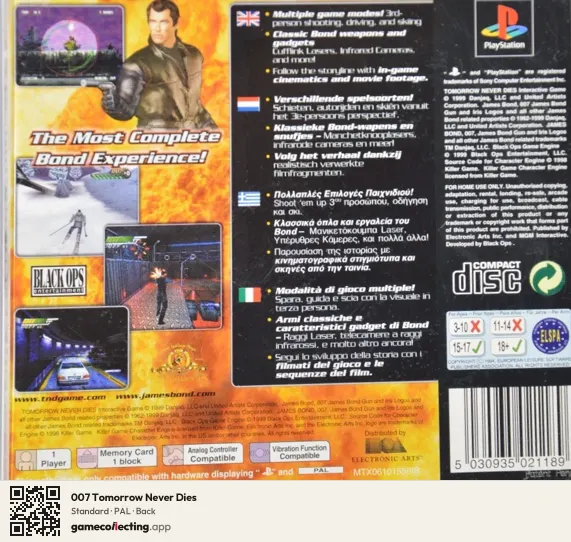 007 Tomorrow Never Dies PlayStation, PAL box back