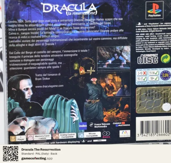 Dracula The Resurrection PlayStation, Italy box back