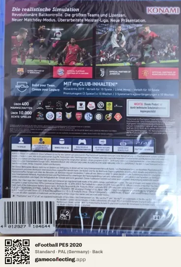 eFootball PES 2020 PlayStation 4, Germany box back
