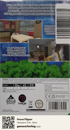 House Flipper Nintendo Switch, PAL box back
