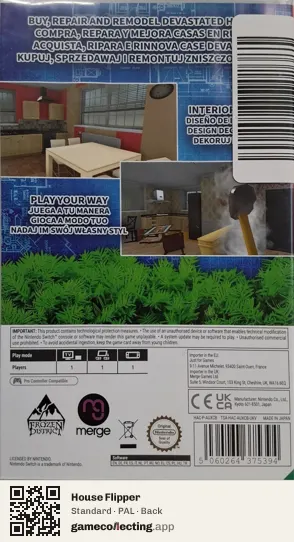 House Flipper Nintendo Switch, PAL box back