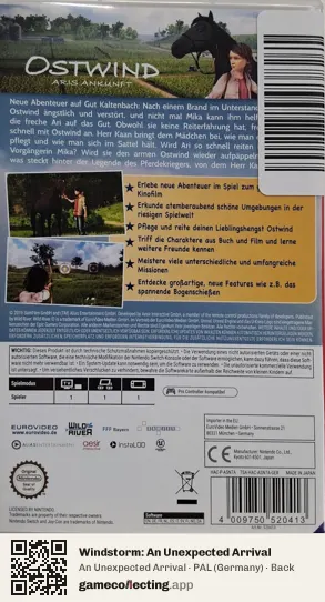 Windstorm: An Unexpected Arrival Nintendo Switch, Germany box back
