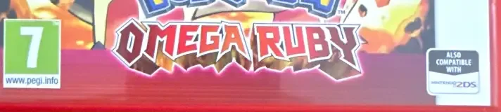 Pokémon Omega Ruby, the PEGI square on its front