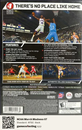 NCAA March Madness 07 PlayStation 2, NTSC box back
