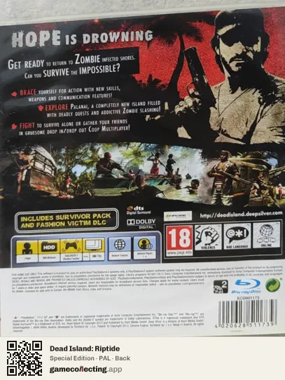 Dead Island: Riptide PlayStation 3, PAL box back