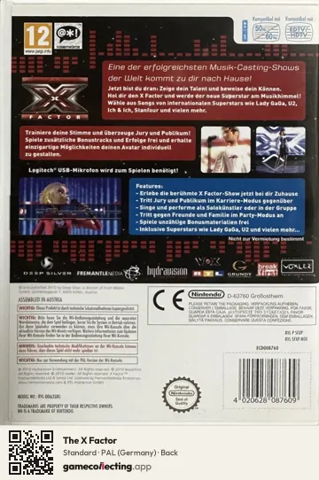 The X Factor Nintendo Wii, Germany box back