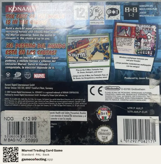 Marvel Trading Card Game Nintendo DS, PAL box back