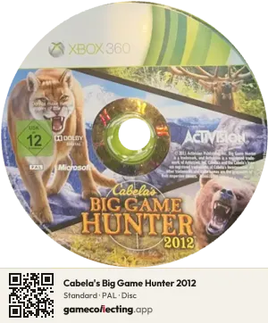 Cabela's Big Game Hunter 2012 Xbox 360, PAL disc