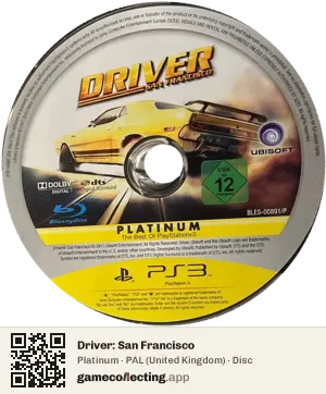 Driver: San Francisco PlayStation 3, PAL disc