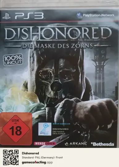Dishonored PlayStation 3, Germany box front