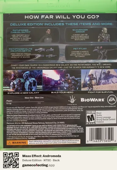 Mass Effect: Andromeda Xbox One, NTSC box back