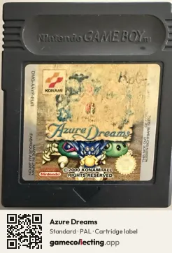 Azure Dreams Game Boy Color, PAL cartridge label