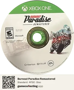 Burnout Paradise Remastered Xbox One, NTSC disc