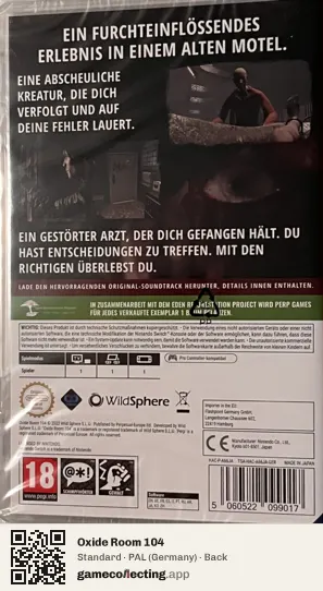 Oxide Room 104 Nintendo Switch, Germany box back