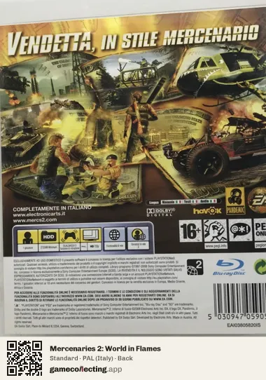 Mercenaries 2: World in Flames PlayStation 3, Italy box back