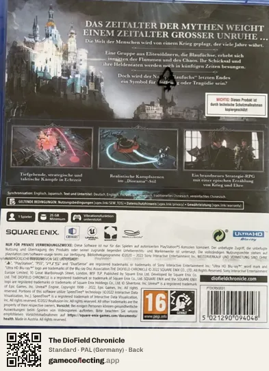 The DioField Chronicle PlayStation 5, Germany box back