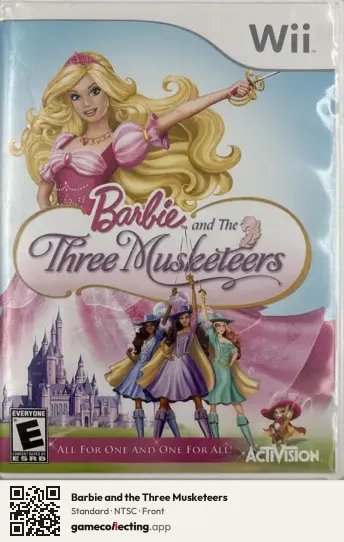 Barbie and the Three Musketeers Nintendo Wii, NTSC box front