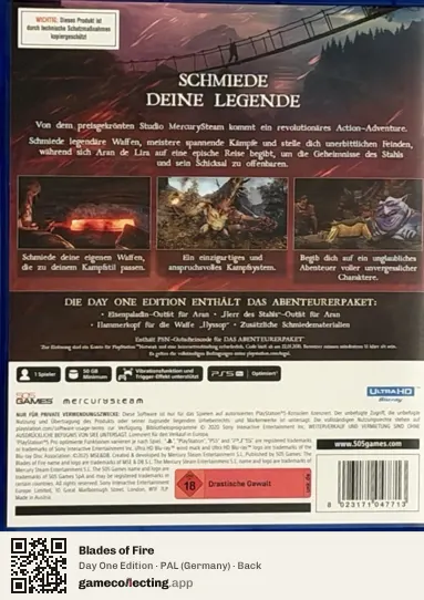 Blades of Fire PlayStation 5, Germany box back
