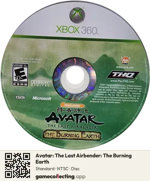 Avatar: The Last Airbender: The Burning Earth Xbox 360, NTSC disc