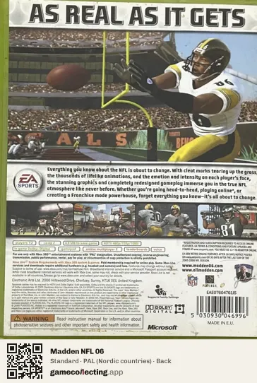 Madden NFL 06 Xbox 360, Nordic countries box back