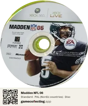 Madden NFL 06 Xbox 360, PAL disc