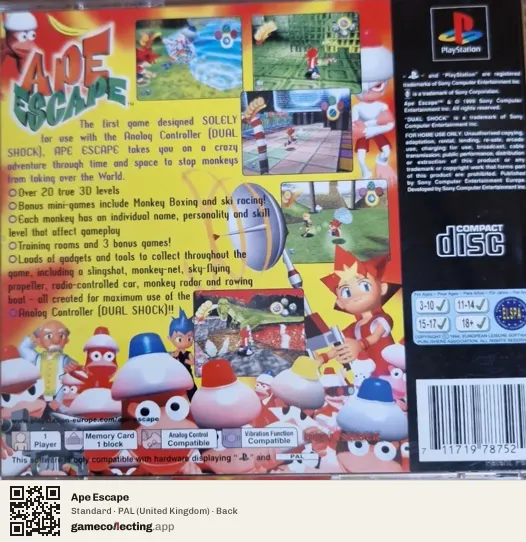 Ape Escape PlayStation, United Kingdom box back