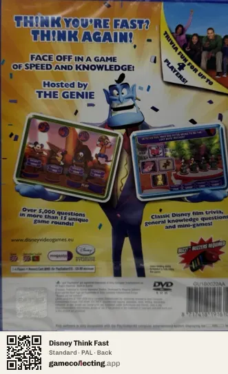 Disney Think Fast PlayStation 2, PAL box back