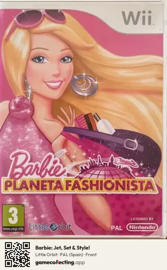 Barbie: Jet, Set & Style! Nintendo Wii, Spain box front