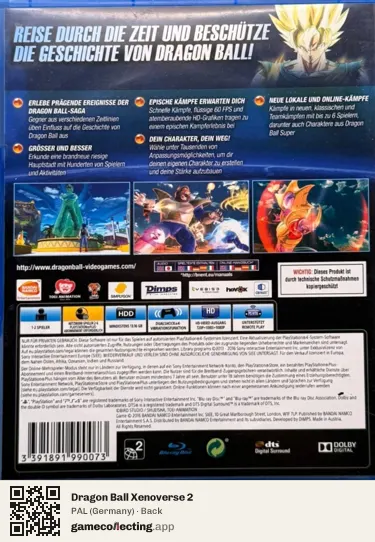 Dragon Ball Xenoverse 2 PlayStation 4, Germany box back