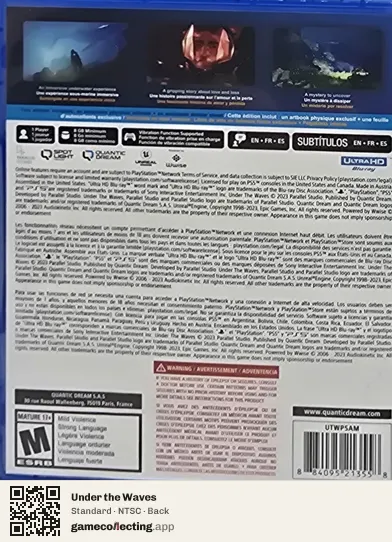 Under the Waves PlayStation 5, NTSC box back