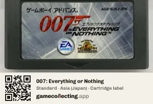 007: Everything or Nothing Game Boy Advance, Asia cartridge label